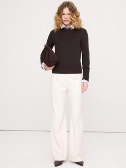 High-Rise Wide-Leg Drapey Ponte Pull-On Pant