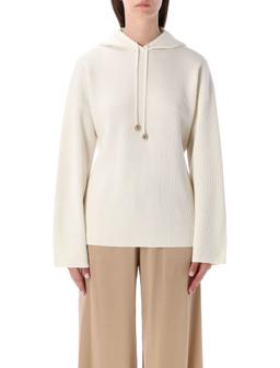 Fabiana Filippi Ribbed Knit Hoodie Ivory