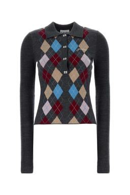 Ganni Dark Grey Wool Polo Shirt