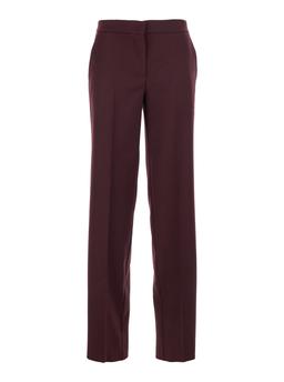 TwinSet Violet Pants With Concealed Front Closure And Logo Plaque On The Rear In Wool Blend Stretch Woman