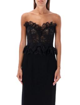 Alessandra Rich Bow Lace Bustier Top