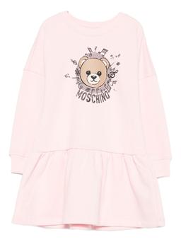 Moschino Kids Gruffled Dress With Teddy Bear Print
