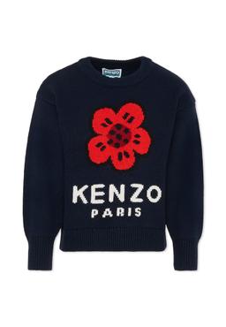 Kenzo Kids Blue Sweater For Girl With Poppy
