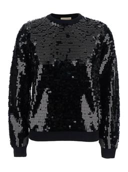 SEMICOUTURE Black Sweater With All-over Sequins In Wool Woman