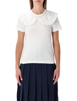 Comme Des Garçons Girl White T-shirt With Ruffle Collar
