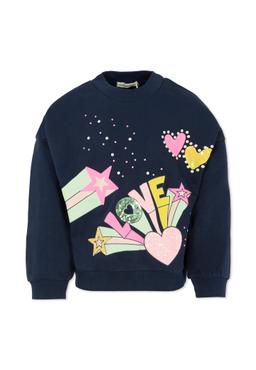 Billieblush Blue Sweatshirt For Girl With Hearts