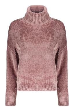 Herno Pink Sweater With A High Elegant Collar
