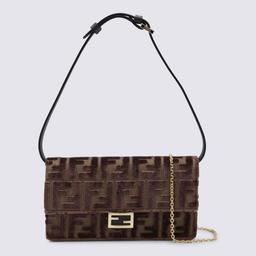 Fendi Brown Leather Baguette Wallet On Chain