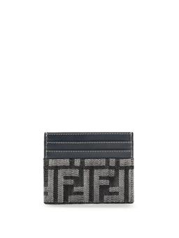 Fendi Embroidered Denim Card Holder