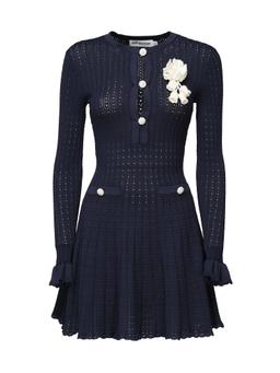 self-portrait Crochet Openwork Knit Mini Dress