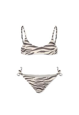 MC2 Saint Barth Beige Bikini For Girl With Zebra Print