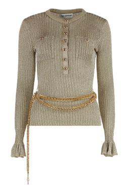self-portrait Ribbed Lurex Yarn Sweater