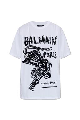 Balmain T-shirt With A Velvet-finish Print