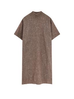 Brunello Cucinelli Mohair And Virgin Wool Dress With Sequins