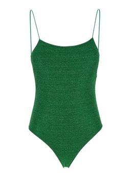 Oseree lumière Maillot Green Swimsuit With Open Back In Lurex Woman