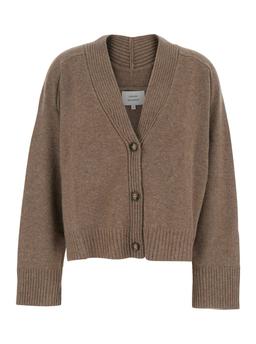 Loulou Studio kaia Brown Cardigan With V Neck In Cashmere Woman