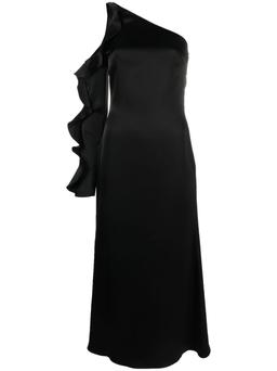 David Koma Ruffle Detail One Shoulder Midi Dress