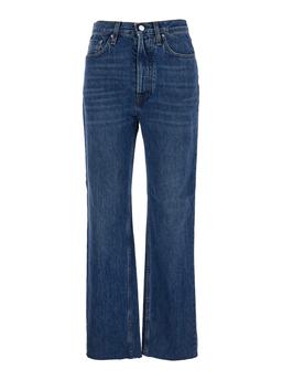 Totême classic Cut Blue Jeans With Logo Patch In Denim Woman