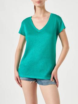 MC2 Saint Barth Woman Green Linen T-shirt