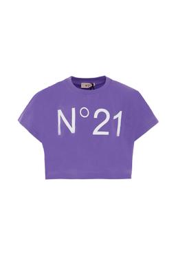 N.21 Purple T-shirt For Girl With Logo