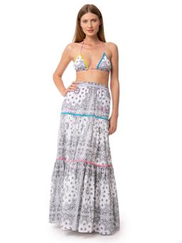 MC2 Saint Barth Woman Cotton Long Skirt With Bandanna Print