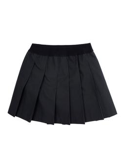 Moncler Black Pleated Skirt With Logo Patch In Cotton Girl