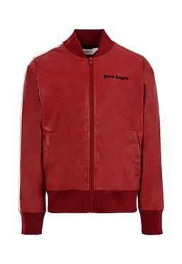 Palm Angels Burgundy Bomber Jacket For Girl With Logo