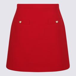 Valentino Red Silk Skirt