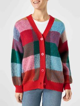 MC2 Saint Barth Woman Brushed Multicolor Cardigan With Rhinestones