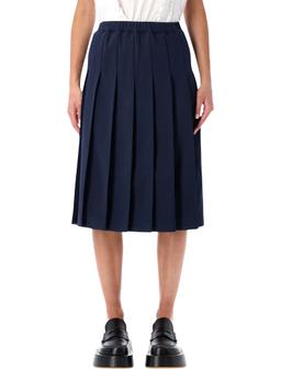 Comme Des Garçons Girl Navy Pleated Midi Skirt