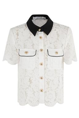 self-portrait Lace Contrast Collar Top