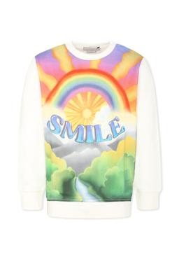 Stella McCartney Kids White Sweatshirt For Girl With Hearts