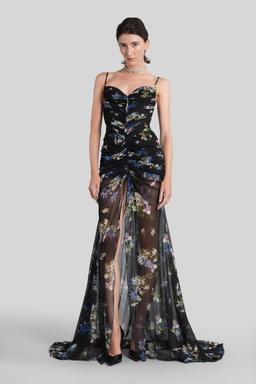 Blumarine Long Dress In Black Polyamide