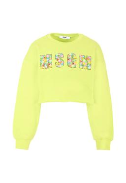 MSGM Yellow Sweatshirt For Girl With Logo
