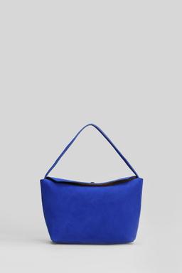 Christopher Esber Turnlock Suede Mini Hand Bag In Blue Suede