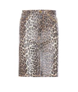 Ganni Foil Print Denim Leopard Skirt