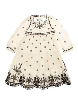 Sea New York kingsley Beige Dress With All-over Embroidery In Cotton Girls