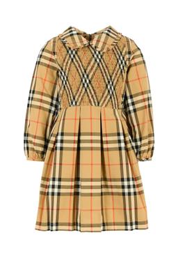 Burberry Beige Dress For Girl With Vintage Check