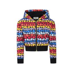 Rykiel Enfant Multicolor Crop Sweatshirt For Girl With Hearts