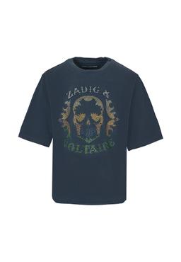 Zadig & Voltaire Blue T-shirt For Girl With Skull