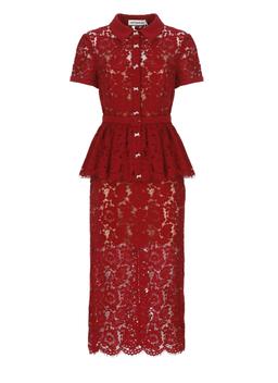 self-portrait Lace Peplum Midi Dress