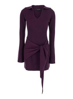 Federica Tosi Violet Dress With Front Neckline And Knot Design In Cashmere Blend Woman
