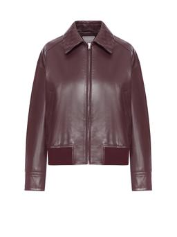 Bottega Veneta Leather Jacket With Intrecciato Motif Collar