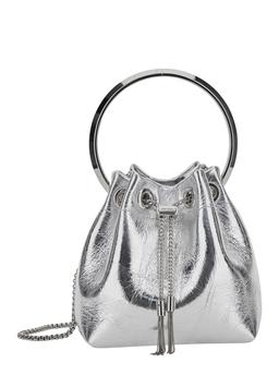 Jimmy Choo bon Bon Metallic Handbag With Metal Bracelet Handle And Chain-link Shoulder Strap In Leather Woman