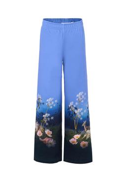 Molo Blue Trousers For Girl With Flowers