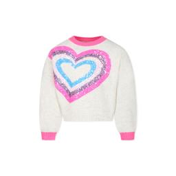 Billieblush Ivory Sweater For Girl With Hearts