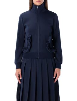 Comme Des Garçons Girl Navy Zip Sweatshirt With Ruffle Pockets