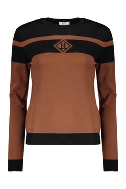 Herno Modern Striped Brown And Black Sweater