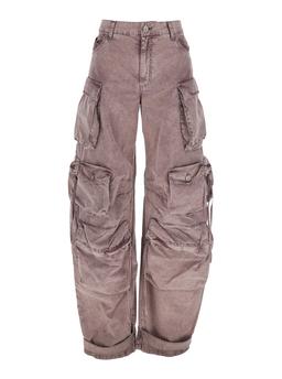 The Attico Pink Jeans With Logo Patch On The Rear And Turn-up Cuffs In Denim Woman