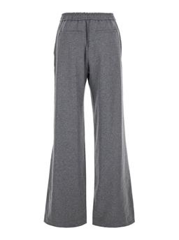 Pinko Grey Pants With Elastic Waist And Pleated Design In Wool Blend Woman